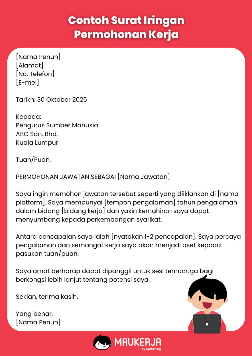 Contoh Surat Iringan Permohonan Kerja